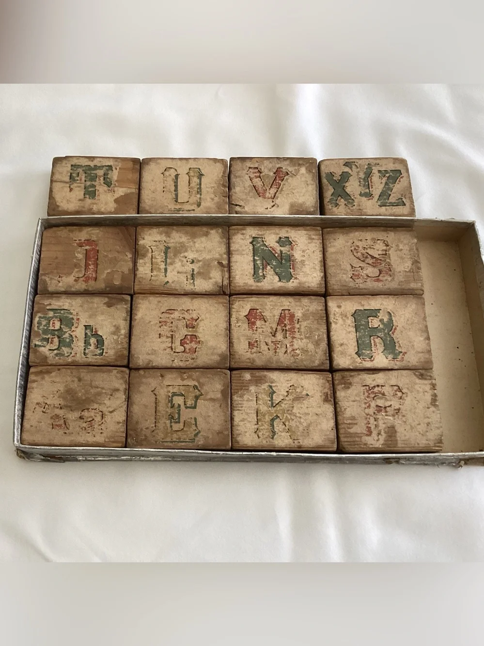 ANTIQUE Set of RARE Antique paper lithographed wooden Alphabet and picture